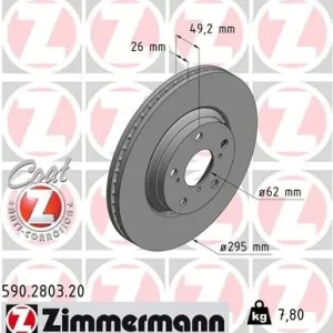 Darmowa dostawa Tarcza hamulcowa ZIMMERMANN 590.2803.20