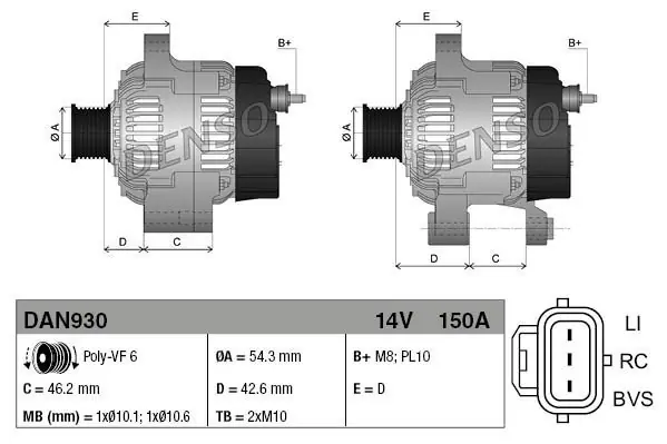 Alternator DENSO DAN930 30667068 Najlepsza cena